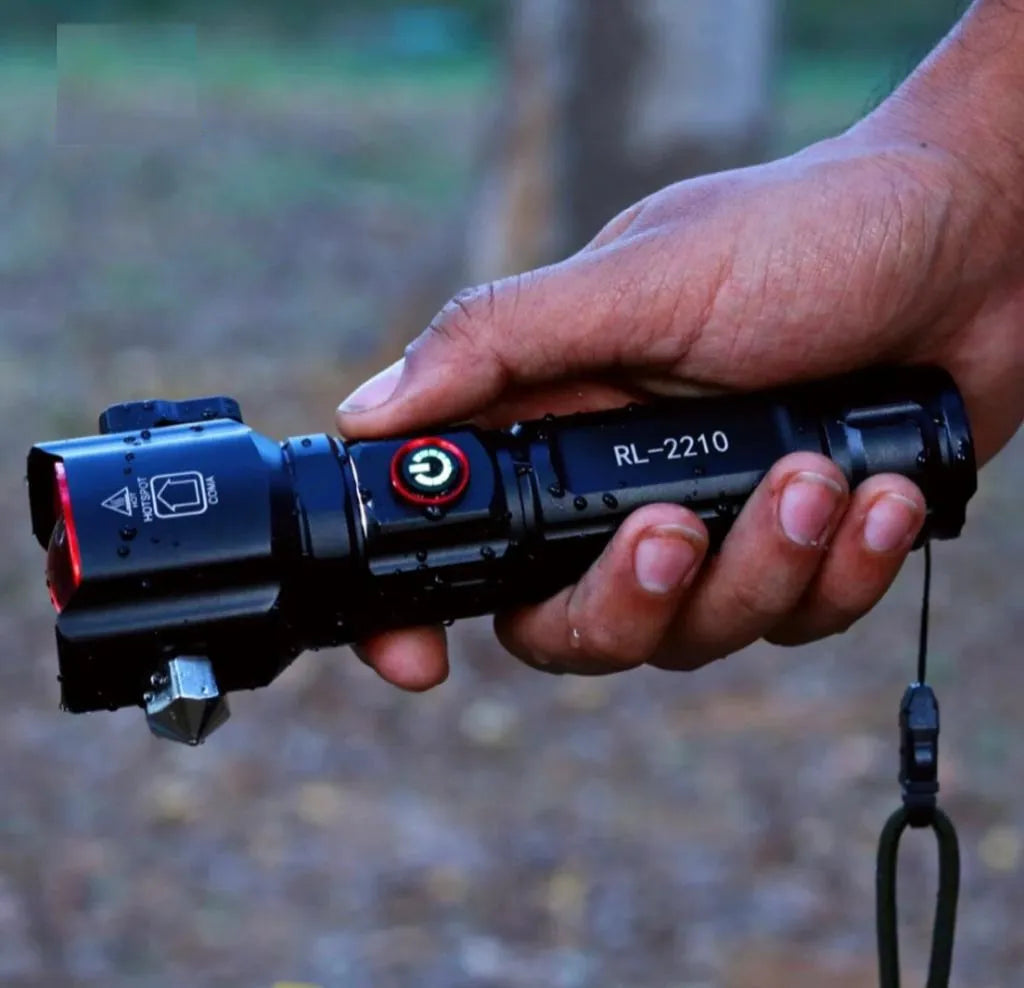 Super 8800mah Powerful 2-in-1 Emergency Flashlight & Charging Bank Waterproof LED Powerful Torch High Power Long Distance 1 km(1000 Meter Long Range) High Battery Back up Water Resistance Rechargeable