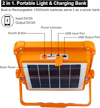 15000 MAH SOLOR POWER BANK WITH 200WATT LED Solar Work Light with 4 Modes, Waterproof Portable Solar Power Outdoor Working Light