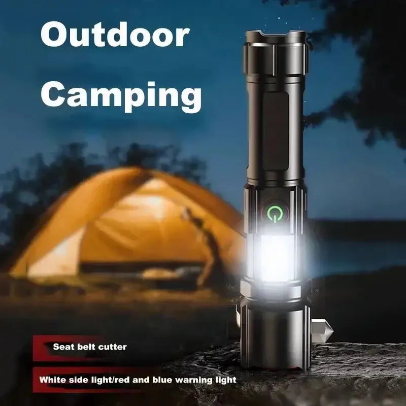 Super 8800mah Powerful 2-in-1 Emergency Flashlight & Charging Bank Waterproof LED Powerful Torch High Power Long Distance 1 km(1000 Meter Long Range) High Battery Back up Water Resistance Rechargeable